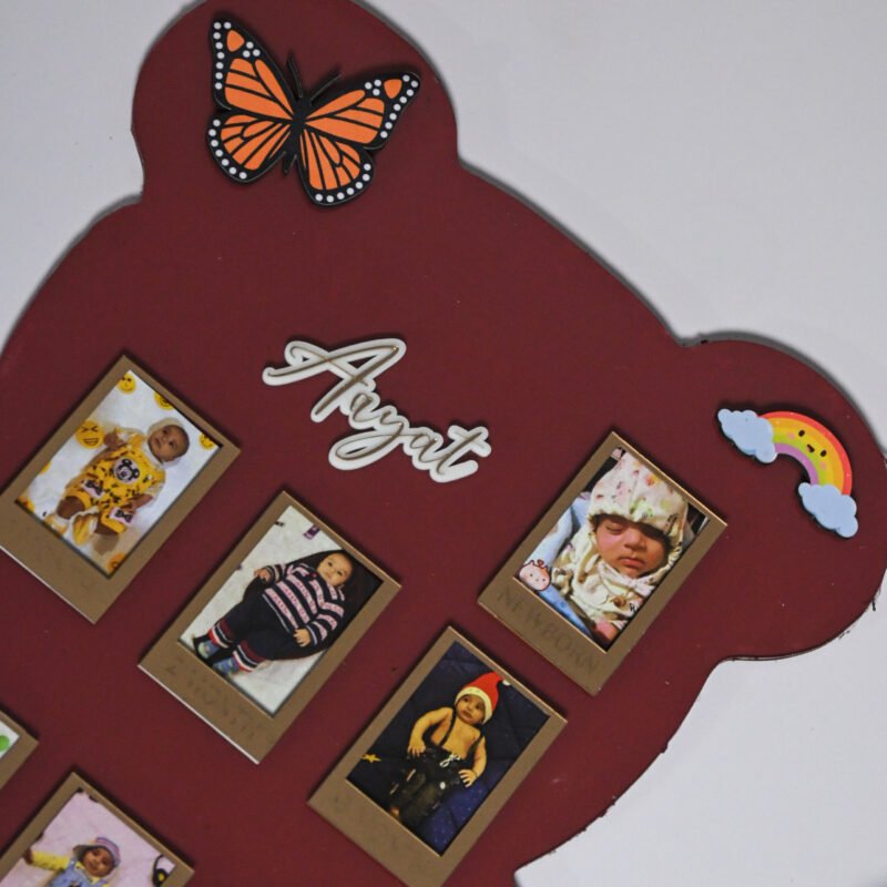 Teddy Baby Photo Board Ice Blue,Maroon,Beige