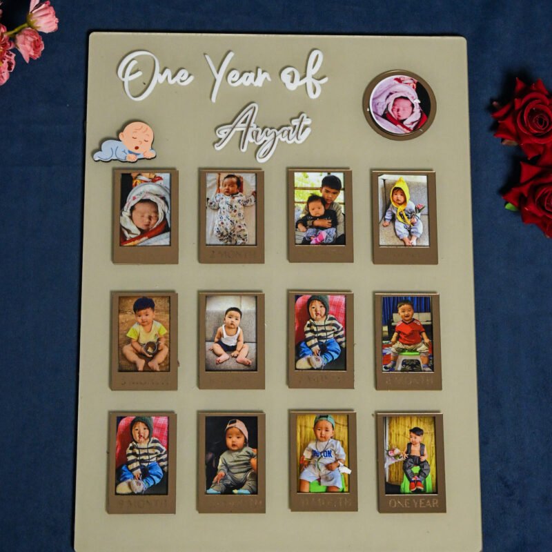 Rectangular Baby Photo Board Beige,Maroon,Ice Blue