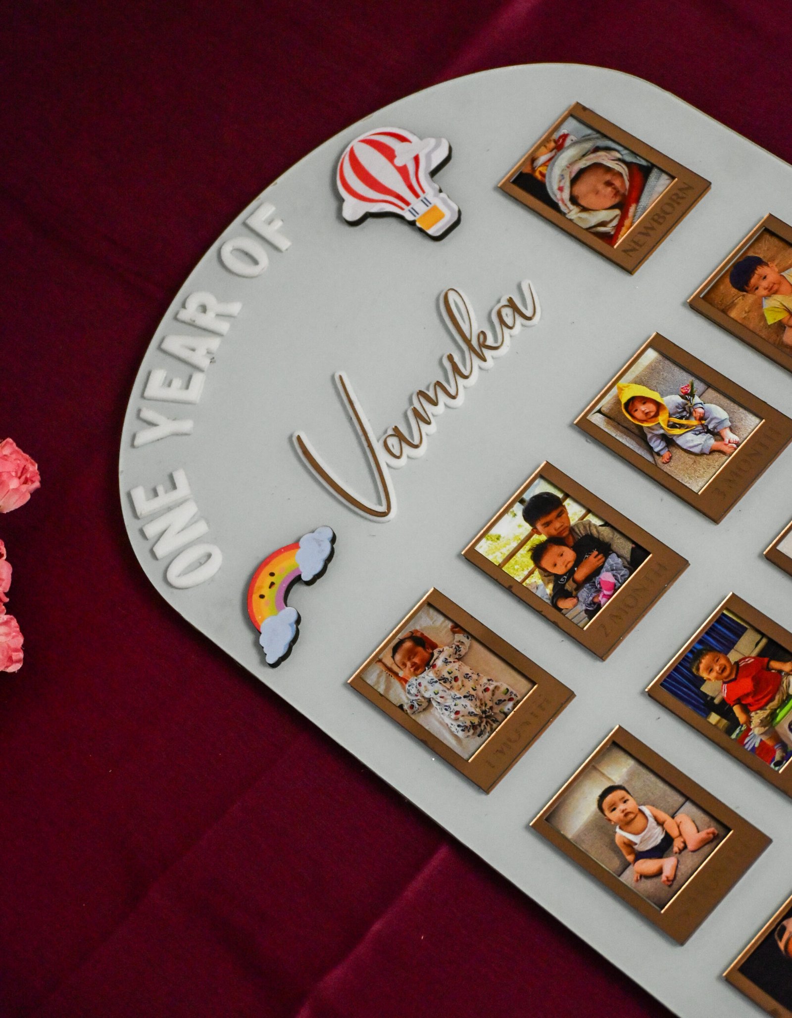 Arch Baby Photo Board Maroon,Ice Blue ,Beige - Image 5