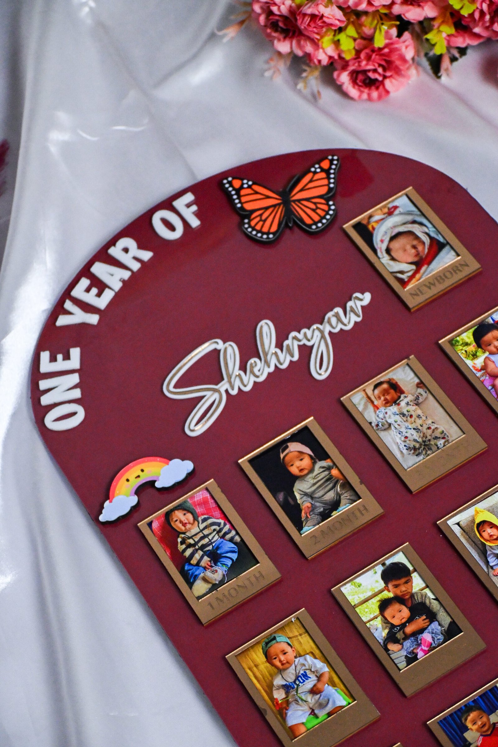 Arch Baby Photo Board Maroon,Ice Blue ,Beige - Image 6