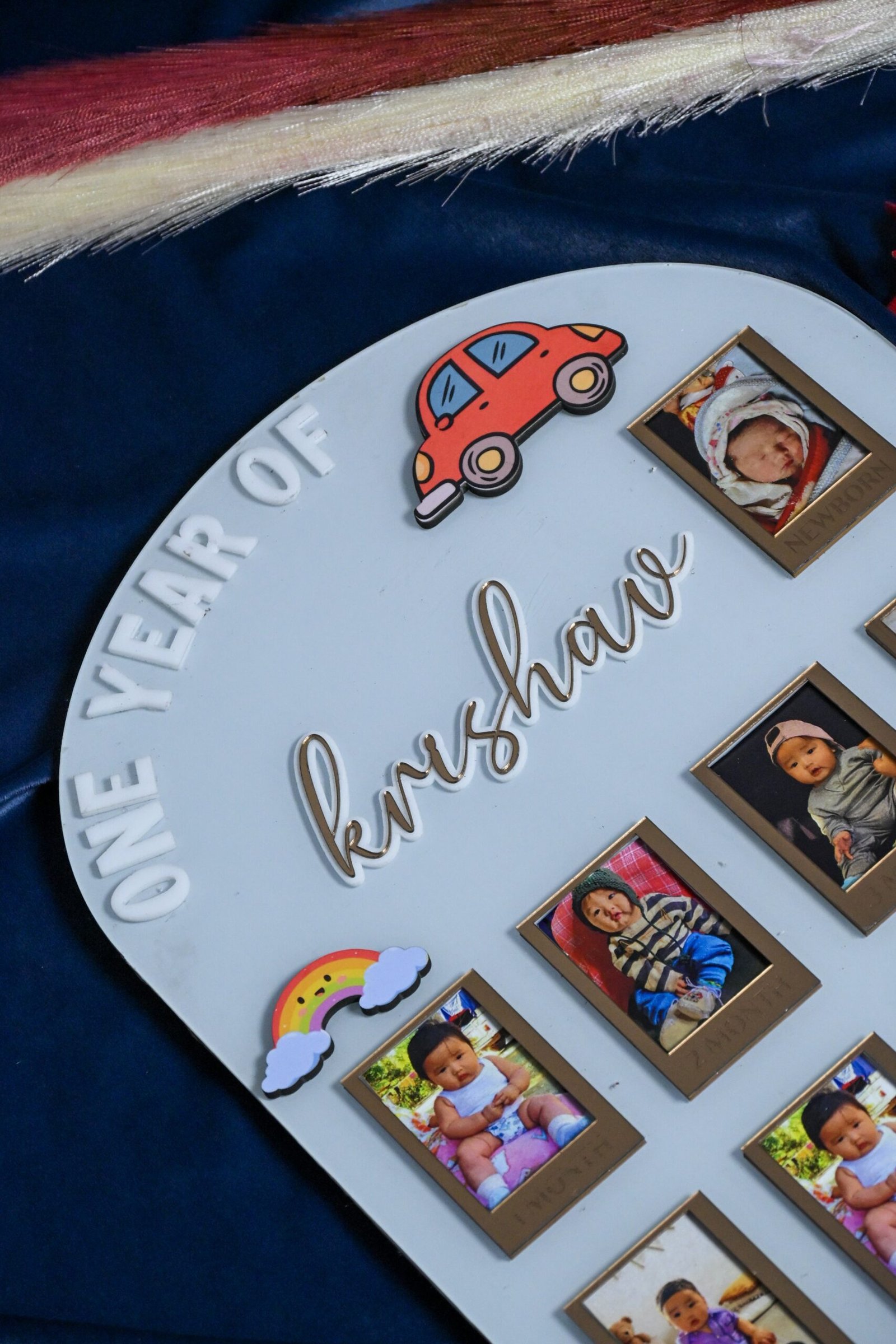 Arch Baby Photo Board Maroon,Ice Blue ,Beige - Image 3