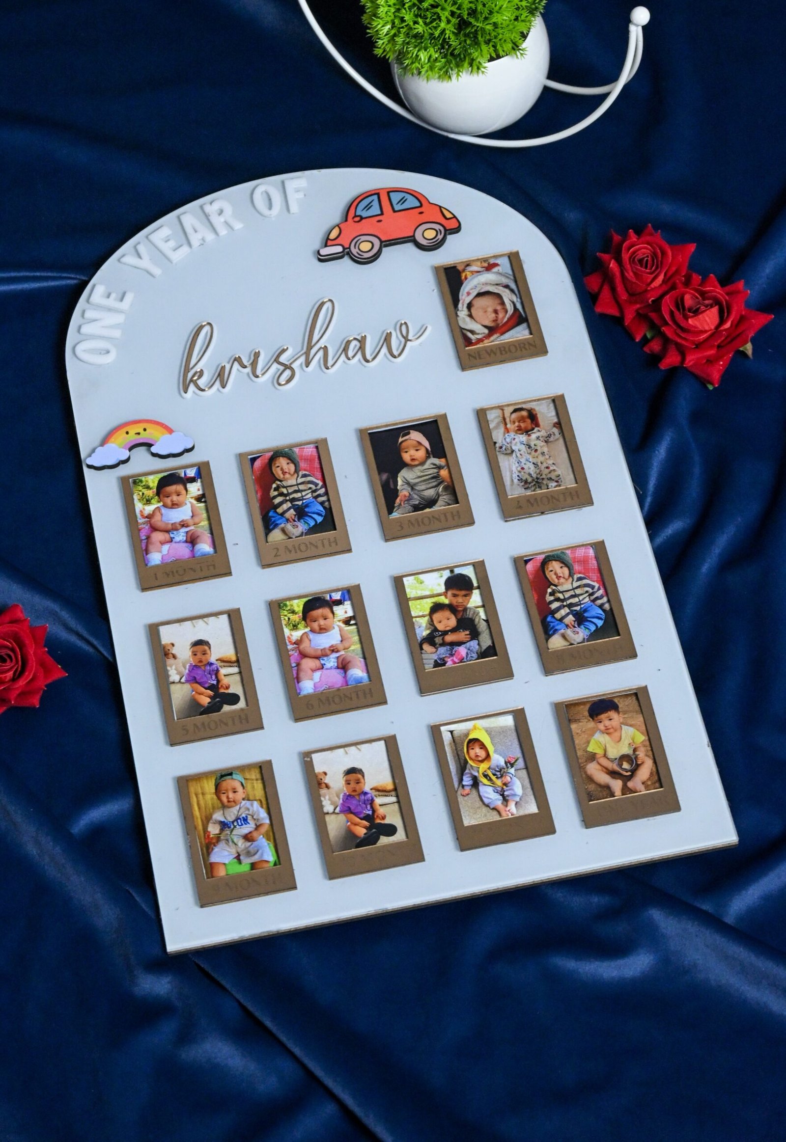 Arch Baby Photo Board Maroon,Ice Blue ,Beige - Image 2